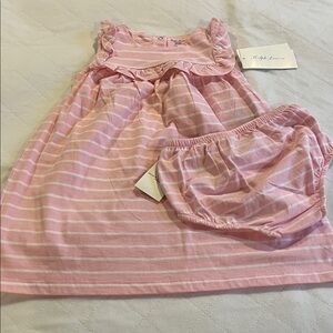 Ralph Lauren Baby Pink Striped Dress with Bloomers
